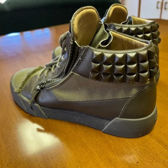 Giuseppe Zanotti Mens Studded Army Green Midtop - Picture 5 of 11
